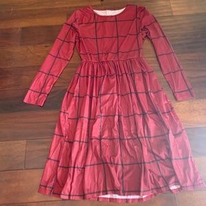 plaid shirt dress, midi length with pockets (S)